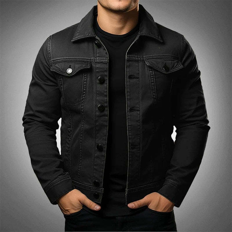 Veste homme coupe jean ajustée, look urbain en denim stretch