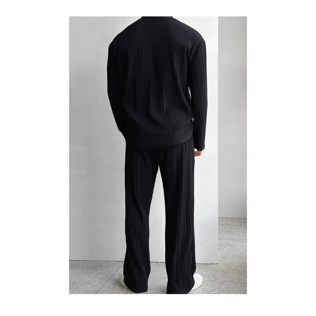 Ensemble Homme 2 Pièces – Chemise Oversize & Pantalon Plissé – Look Tendance Décontracté