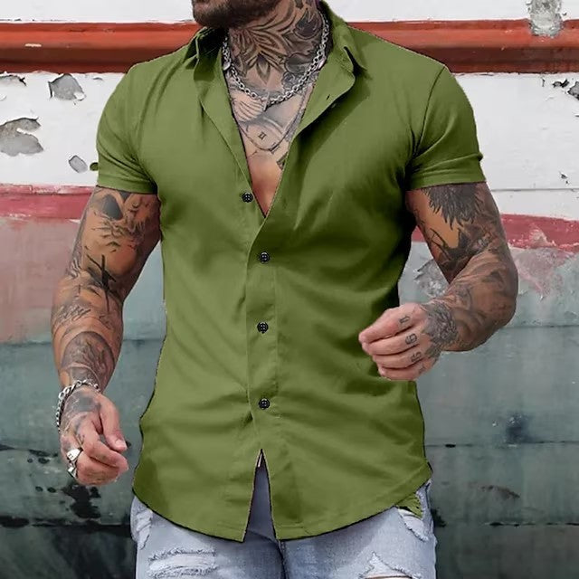 Chemise Slim Fit Homme – Manches Courtes – Ajustée & Élégante – Mode Été
