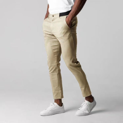 Pantalon chino slim homme, coupe ajustée stretch, look clean 2025