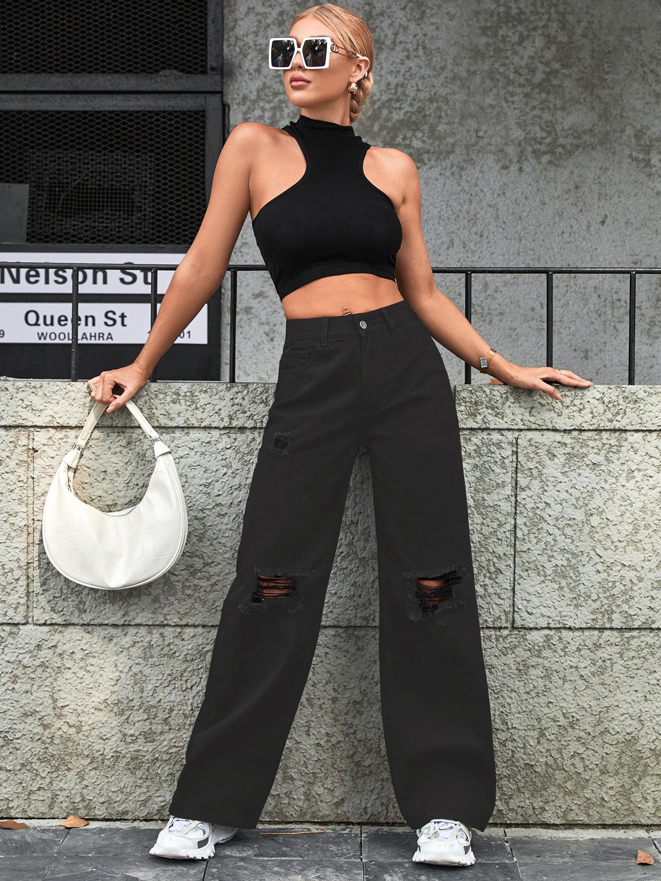 Jean Destroy Femme – Taille Haute & Coupe Large
