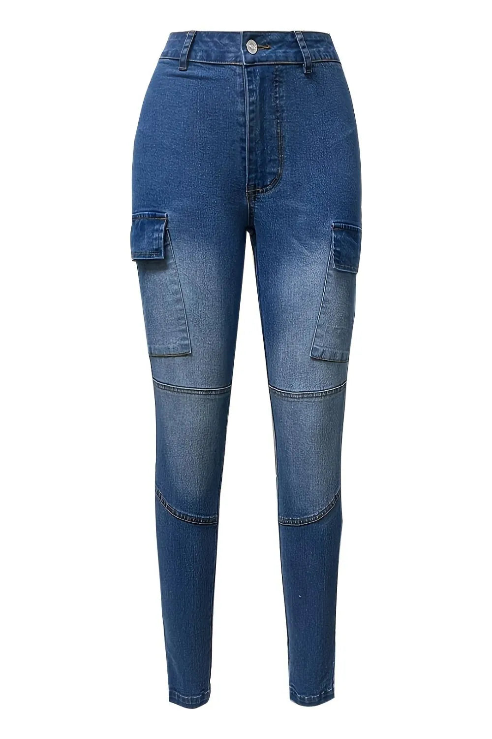 Jean Cargo Sculptant Taille Haute – Coupe Skinny avec Poches Latérales Jeans with Pockets