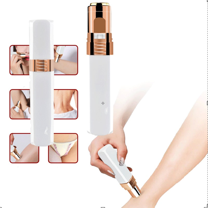 Épilateur visage femme – Mini rasoir électrique sans douleur avec lumière LED intégrée