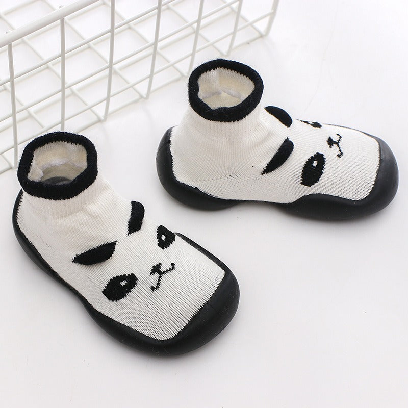 Chaussons‑chaussettes bébé antidérapants – Maille douce & semelle souple pour premiers pas