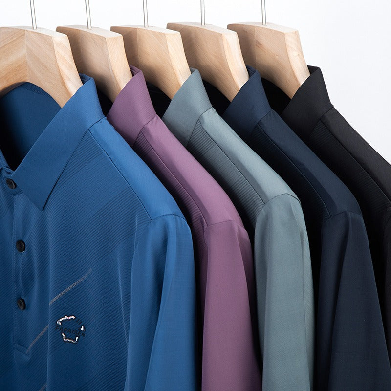 Polo homme manches courtes effet léger satiné – Col classique, coupe technique