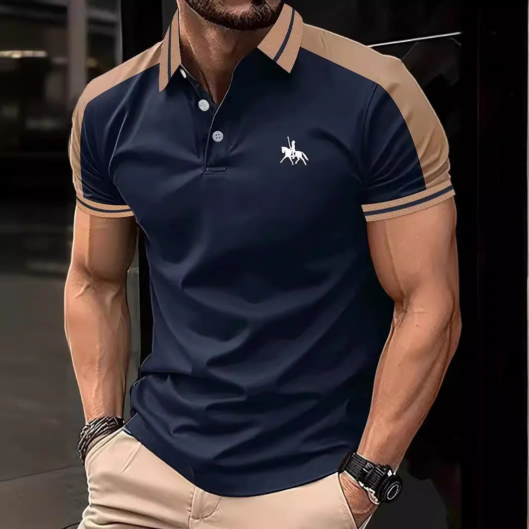 Polo Homme Chic Bicolore – Style Casual Élégant à Col Contrasté