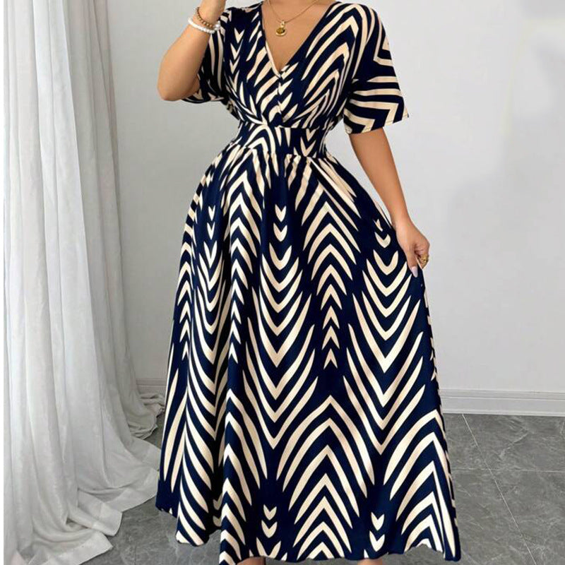 Robe Longue Femme Bohème Chic à Motifs Géométriques – Style Élégant Été & Soirée