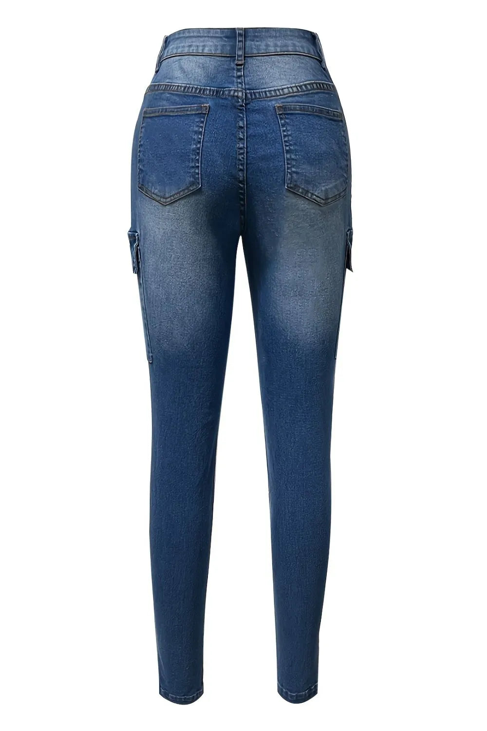 Jean Cargo Sculptant Taille Haute – Coupe Skinny avec Poches Latérales Jeans with Pockets