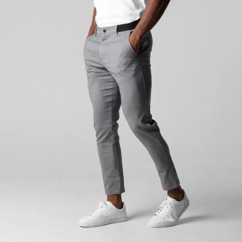 Pantalon chino slim homme, coupe ajustée stretch, look clean 2025