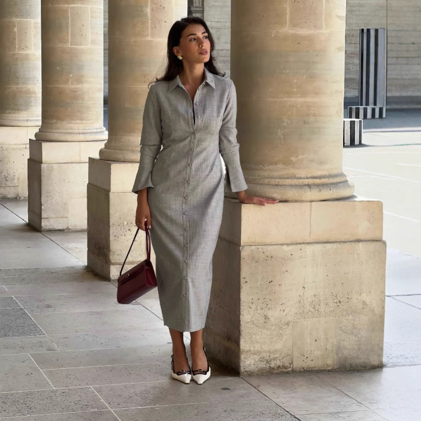 Robe Chemise Longue Femme Élégante – Style Business Chic & Casual