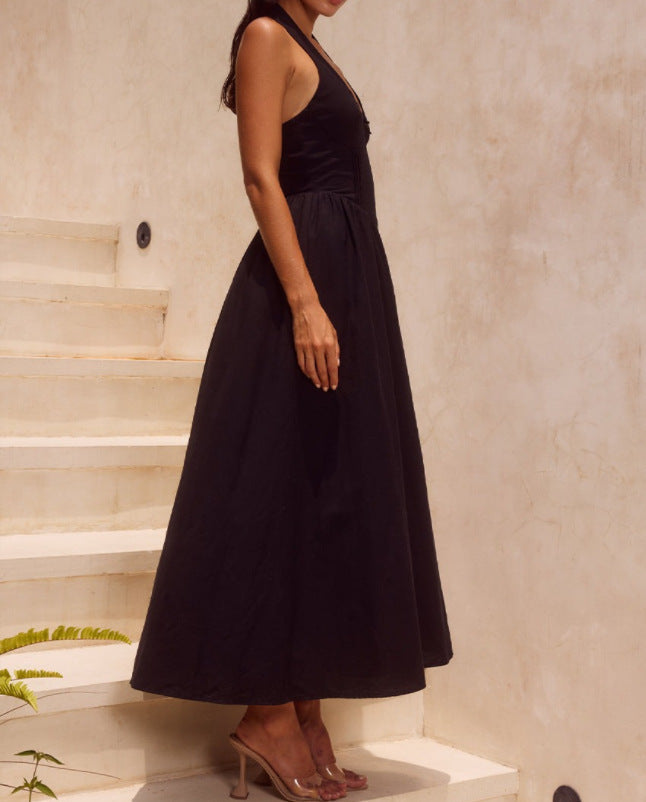 Robe Longue Blanche Élégante Femme – Robe Maxi Col Halter | Tenue Chic Soirée, Mariage & Été