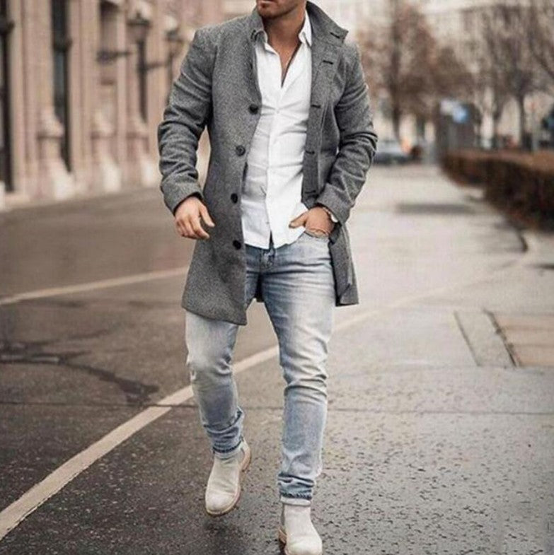 Manteau Long Homme Élégant | Style Urbain Chic – Coupe Ajustée