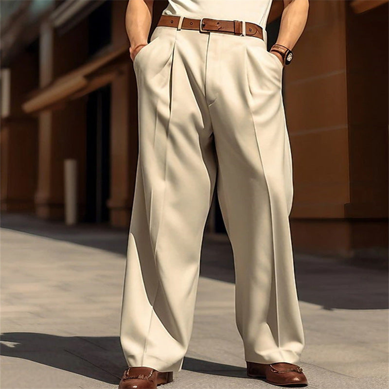 Pantalon Habillé Homme – Coupe Large Élégante – Style Rétro Chic