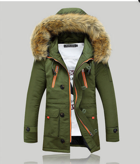 Veste Hiver Épaissie avec Capuche en Fausse Fourrure – Homme & Enfant