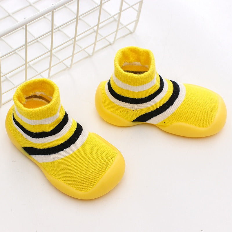 Chaussons‑chaussettes bébé antidérapants – Maille douce & semelle souple pour premiers pas