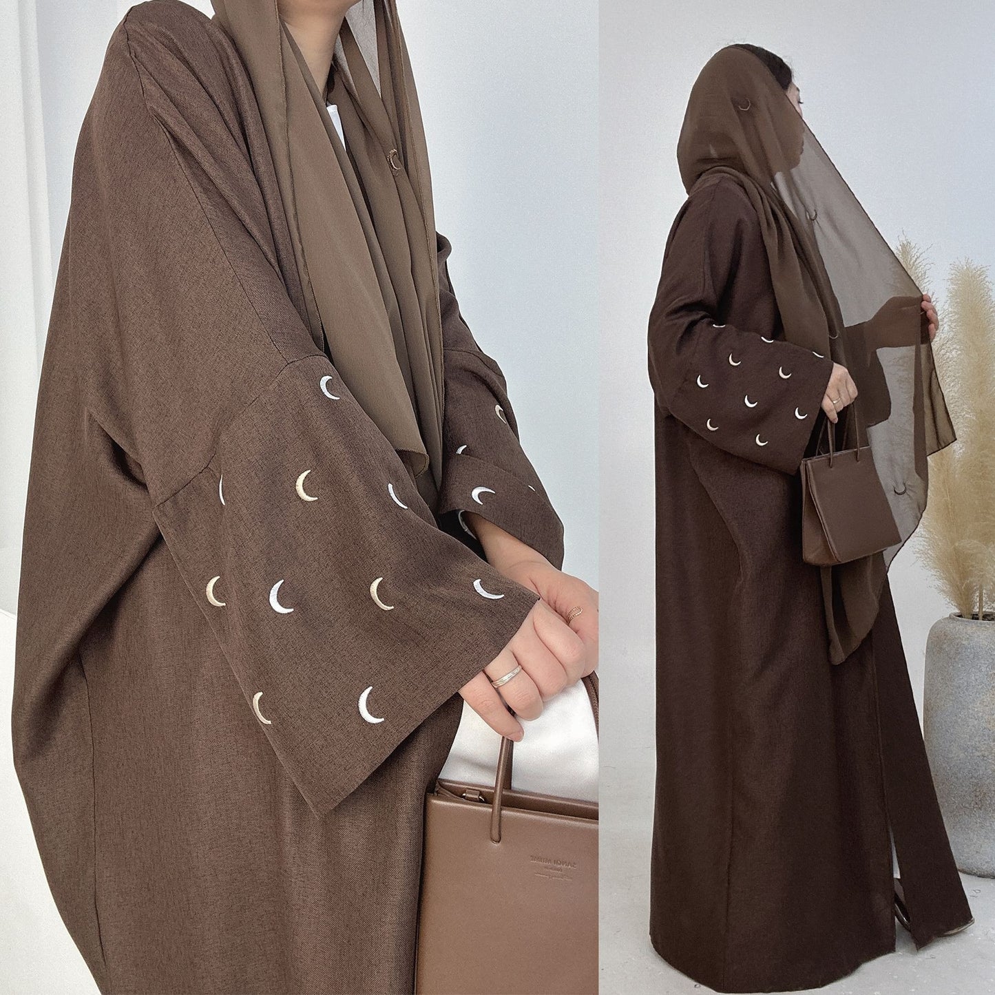 Abaya “Luna Minimal” – Élégance épurée & Détail céleste Elegant Cardigan Robe
