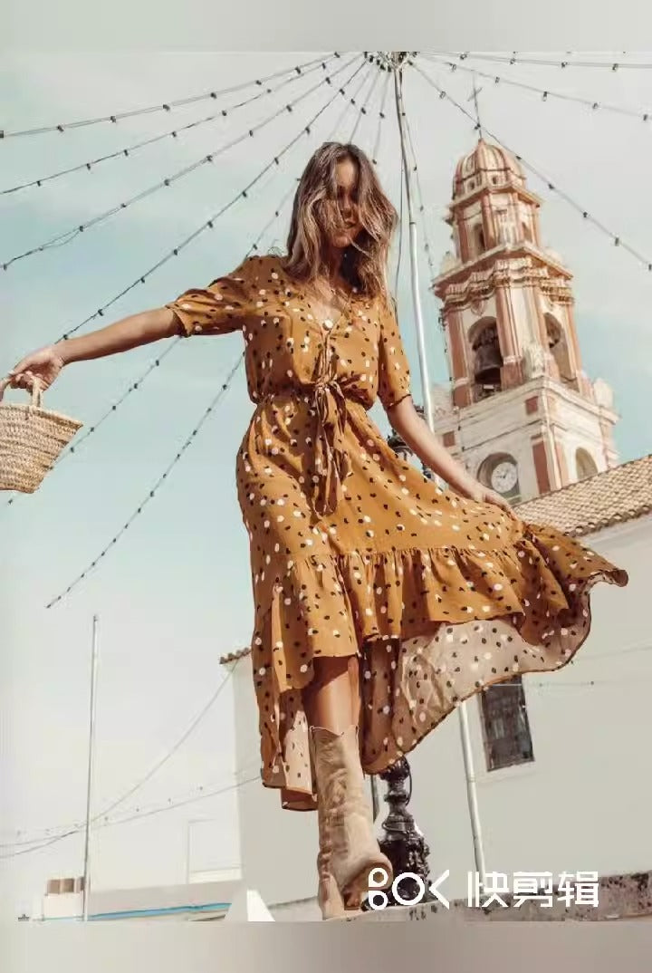 Robe Plissée Élégante avec Décolleté en V – Parfaite pour les Occasions Spéciales