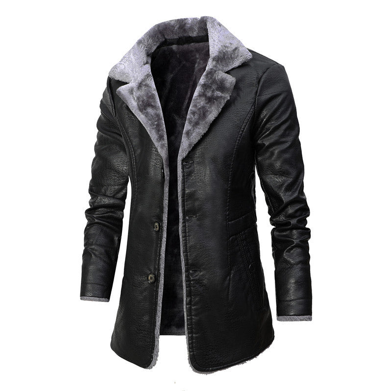 Manteau Homme en Simili Cuir avec Doublure Chaude – Style Biker Élégant