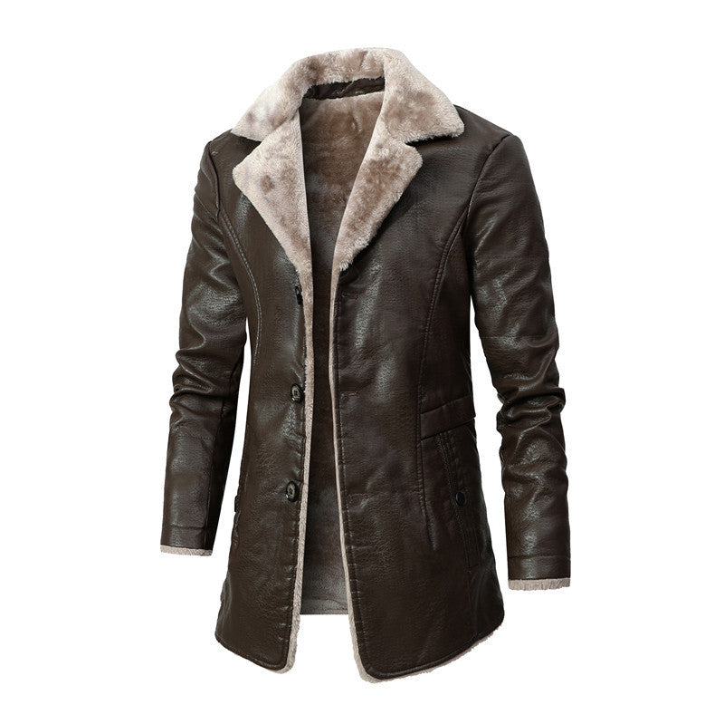 Manteau Homme en Simili Cuir avec Doublure Chaude – Style Biker Élégant