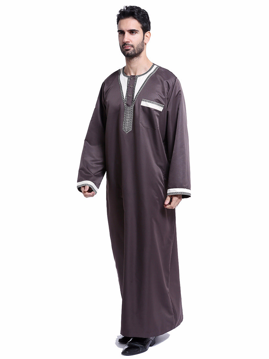 Djellaba homme dorée brodée, coupe traditionnelle élégante