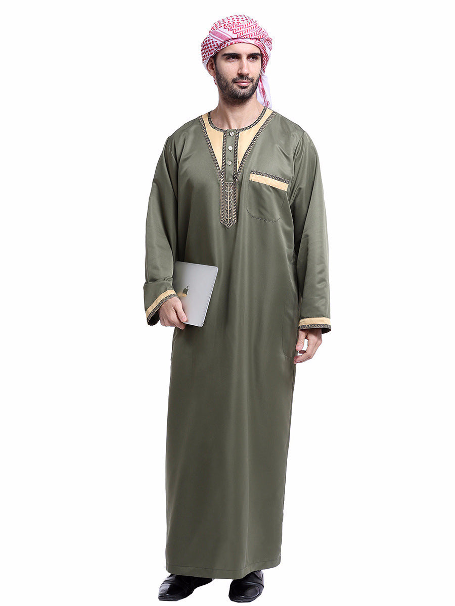 Djellaba homme dorée brodée, coupe traditionnelle élégante