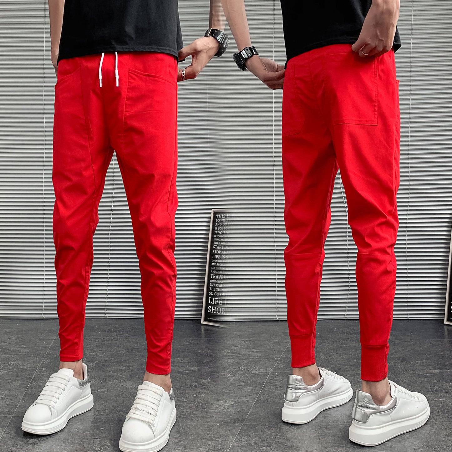 Jogger slim homme avec cordon, coupe ajustée et style urbain