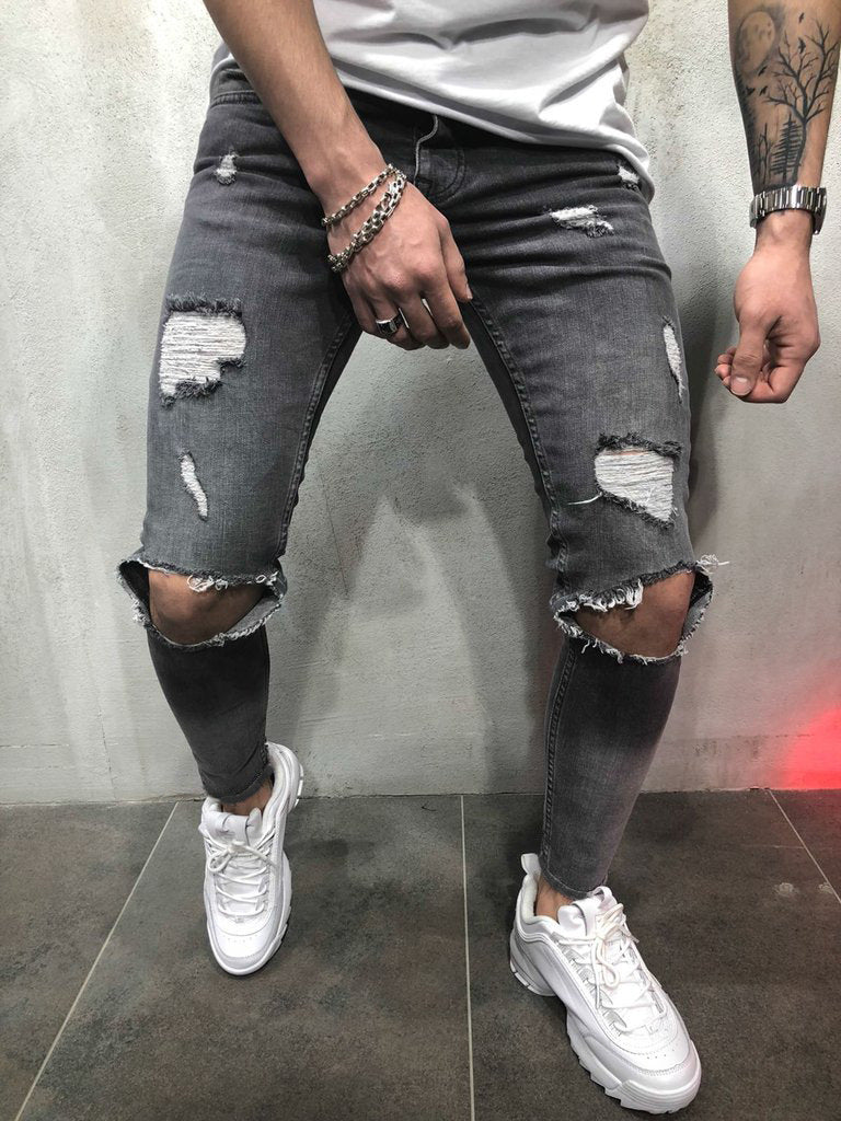 Jean Slim Délavé Homme – Look Destroy Tendance