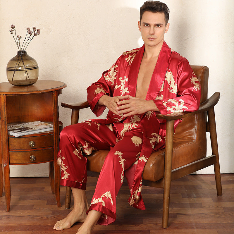 KIMONO PYJAMA HOMME EN SATIN – STYLE ASIATIQUE LUXUEUX