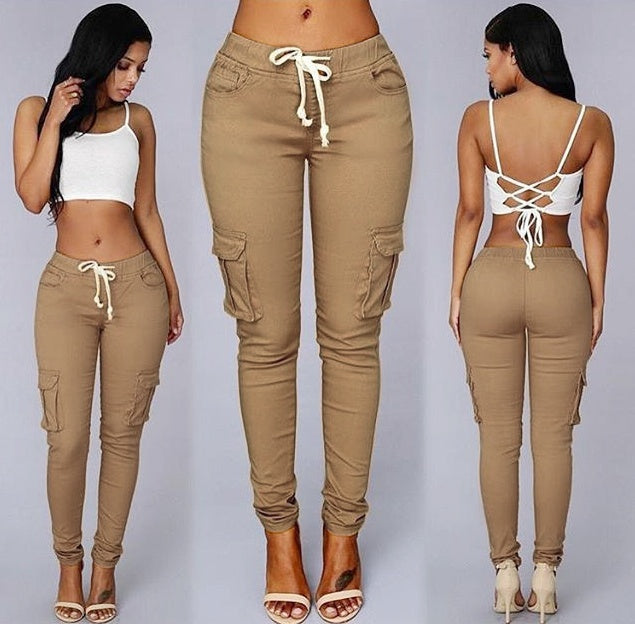 Pantalon Cargo Femme – Coupe Skinny & Taille Élastique