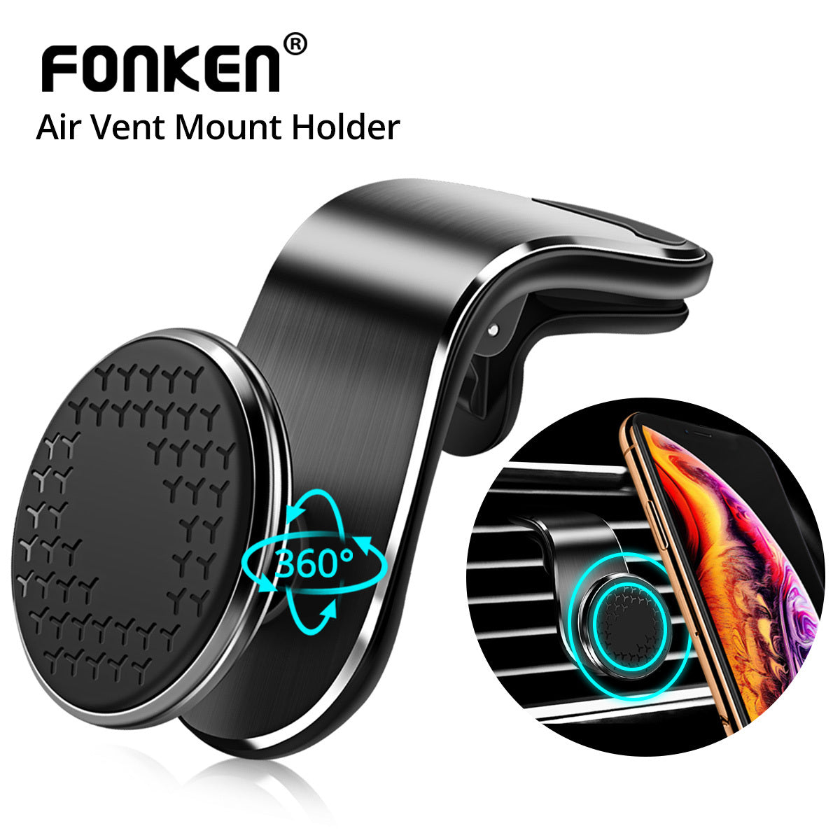 Support Téléphone Voiture Magnétique 360° | Fixation Grille d'Aération – Rotation Réglable & Ultra-Stable