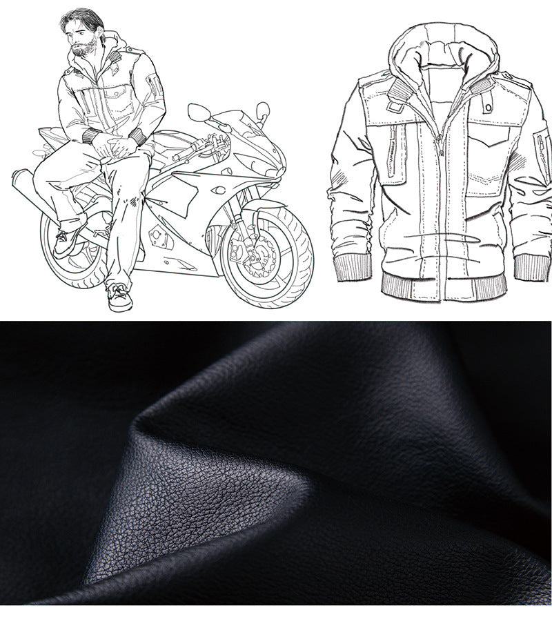 Veste en Similicuir Homme avec Capuche Amovible