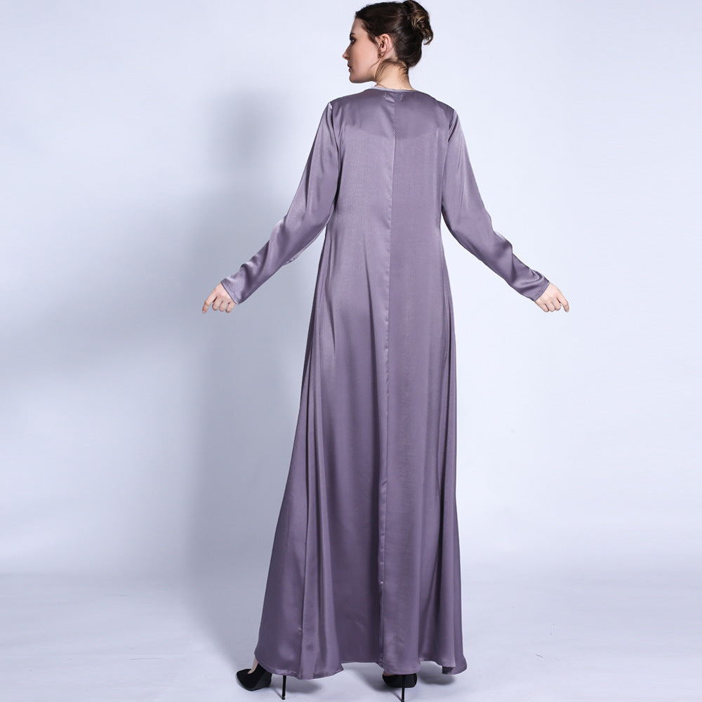 Abaya Satinée Beige Élégante – Coupe Fluide & Minimaliste