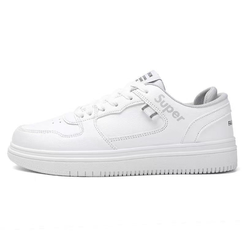 Sneakers blanches unisexes « Super » – Look minimaliste & semelle plateforme