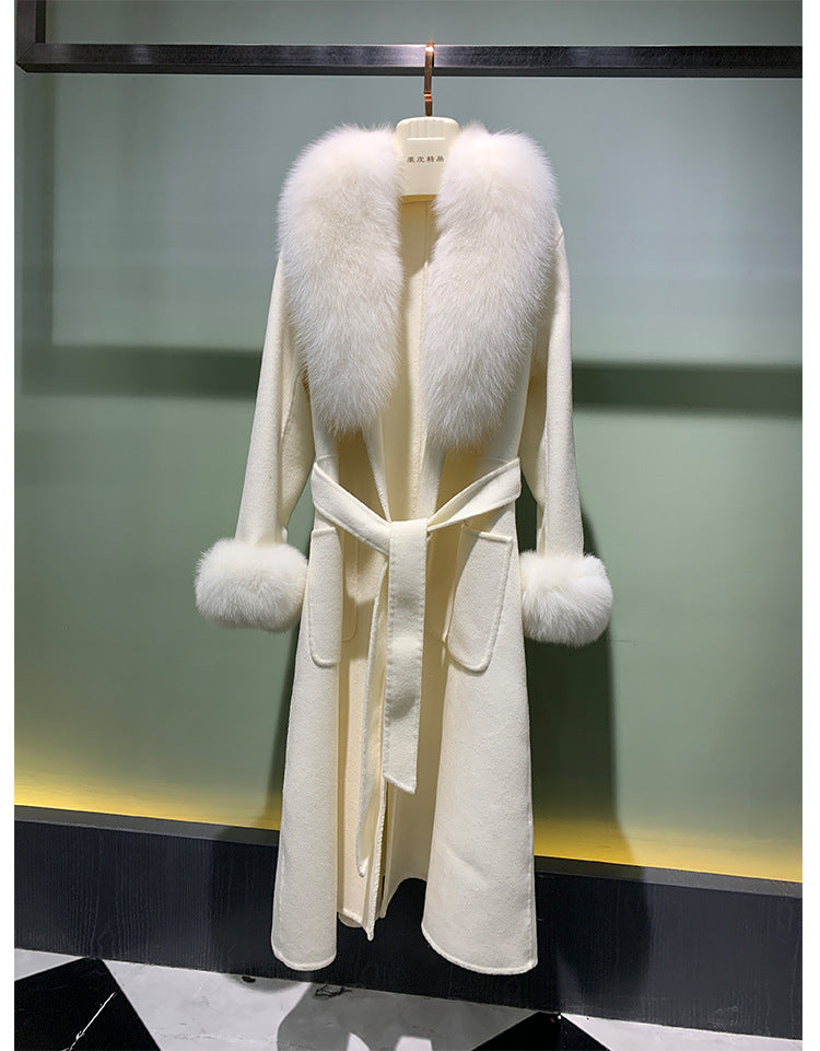 Manteau Long Luxe avec Fausse Fourrure – Élégance et Chaleur