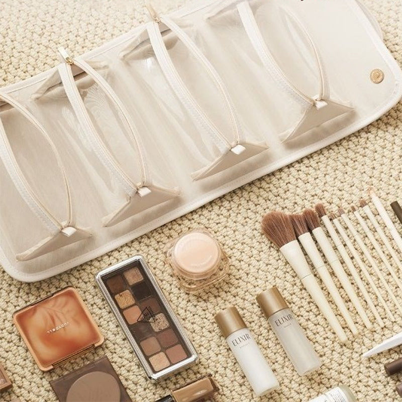 Trousse de Maquillage Luxe – Organisateur Cosmétique avec Compartiments Pliables – Sac de Rangement Portable