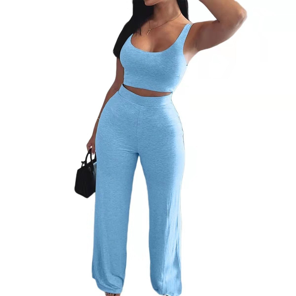Ensemble côtelé débardeur + pantalon taille haute – look casual chic 2025