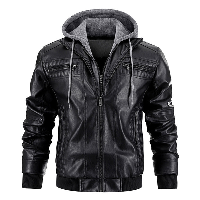 Veste Homme Simili Cuir avec Capuche Amovible – Style Moto & Urbain