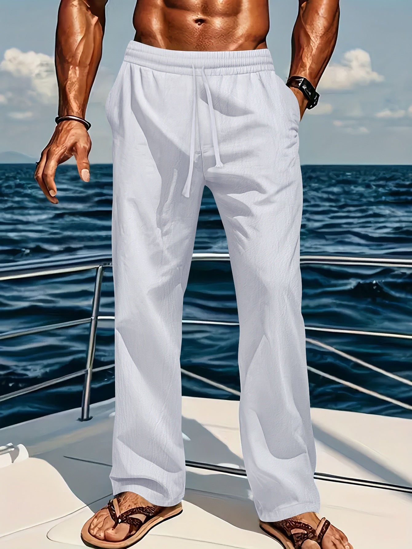 Ensemble Luxe Homme Été – Chemise Fluide & Pantalon Large en Coton | Look Élégant Décontracté