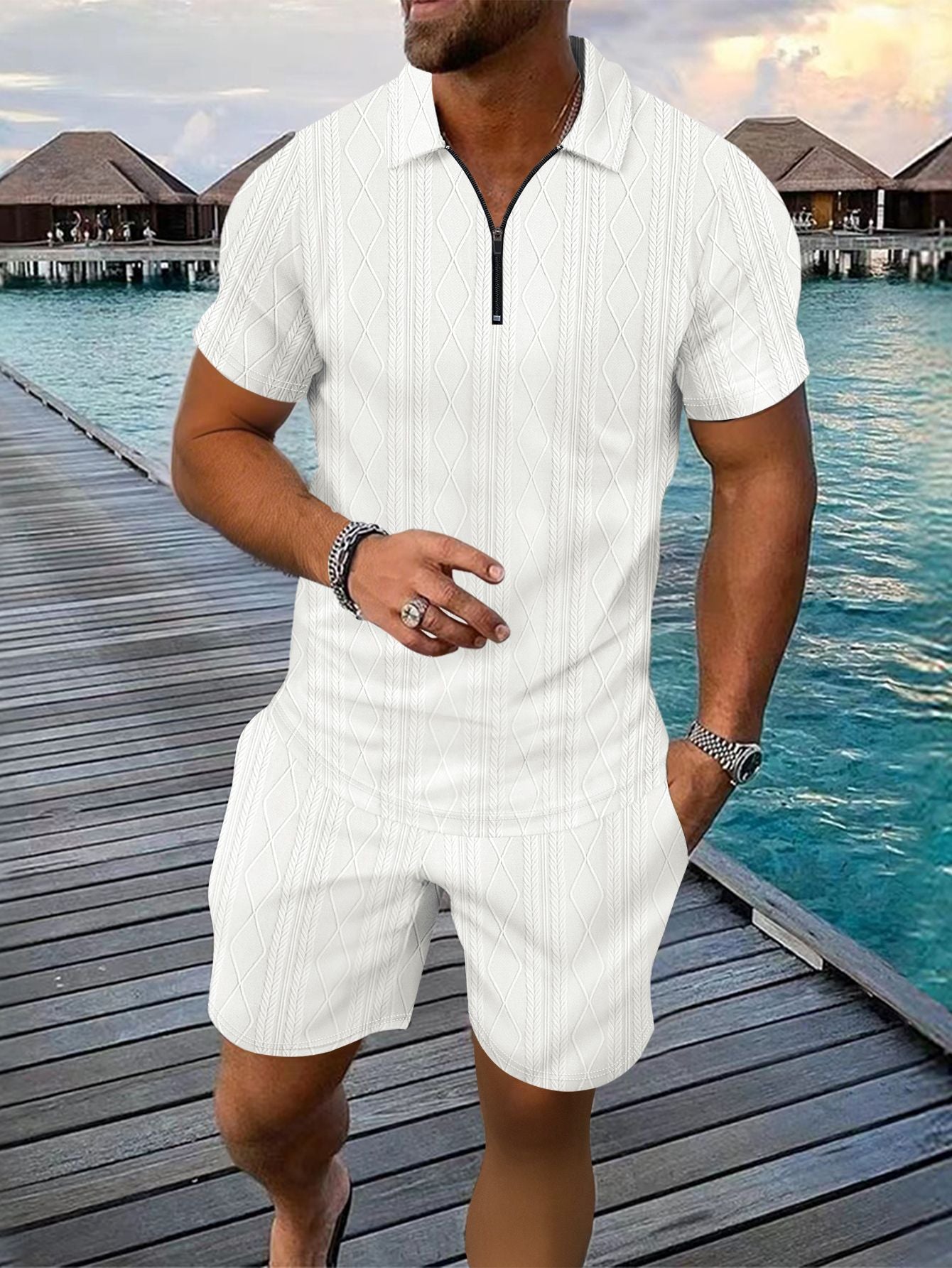 Ensemble Homme Été 2 Pièces – Chemise Boutonnée & Short | Look Bord de Mer 2025