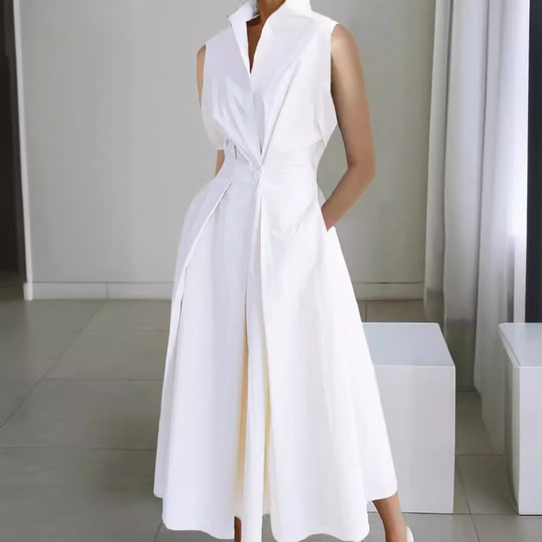 Robe Midi Élégante Sans Manches – Style Minimaliste et Raffiné