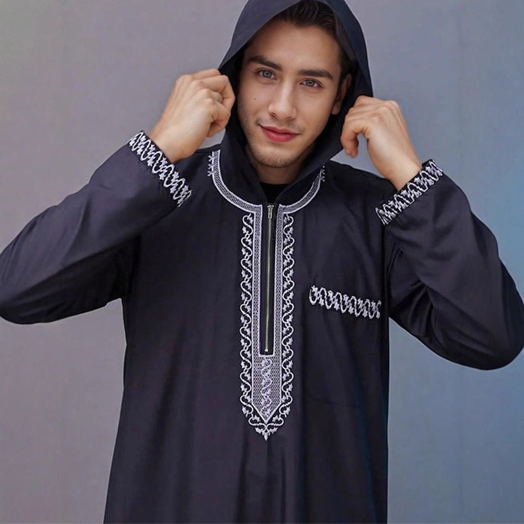 Djellaba Homme Noire Luxe à Capuche | Look Charismatique & Moderne (S–3XL)