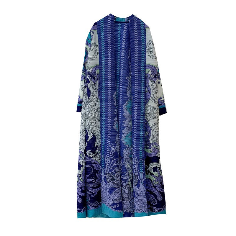 Robe Longue “Bleu Impérial” – Kimono Élégance & Détail Oriental Muslim