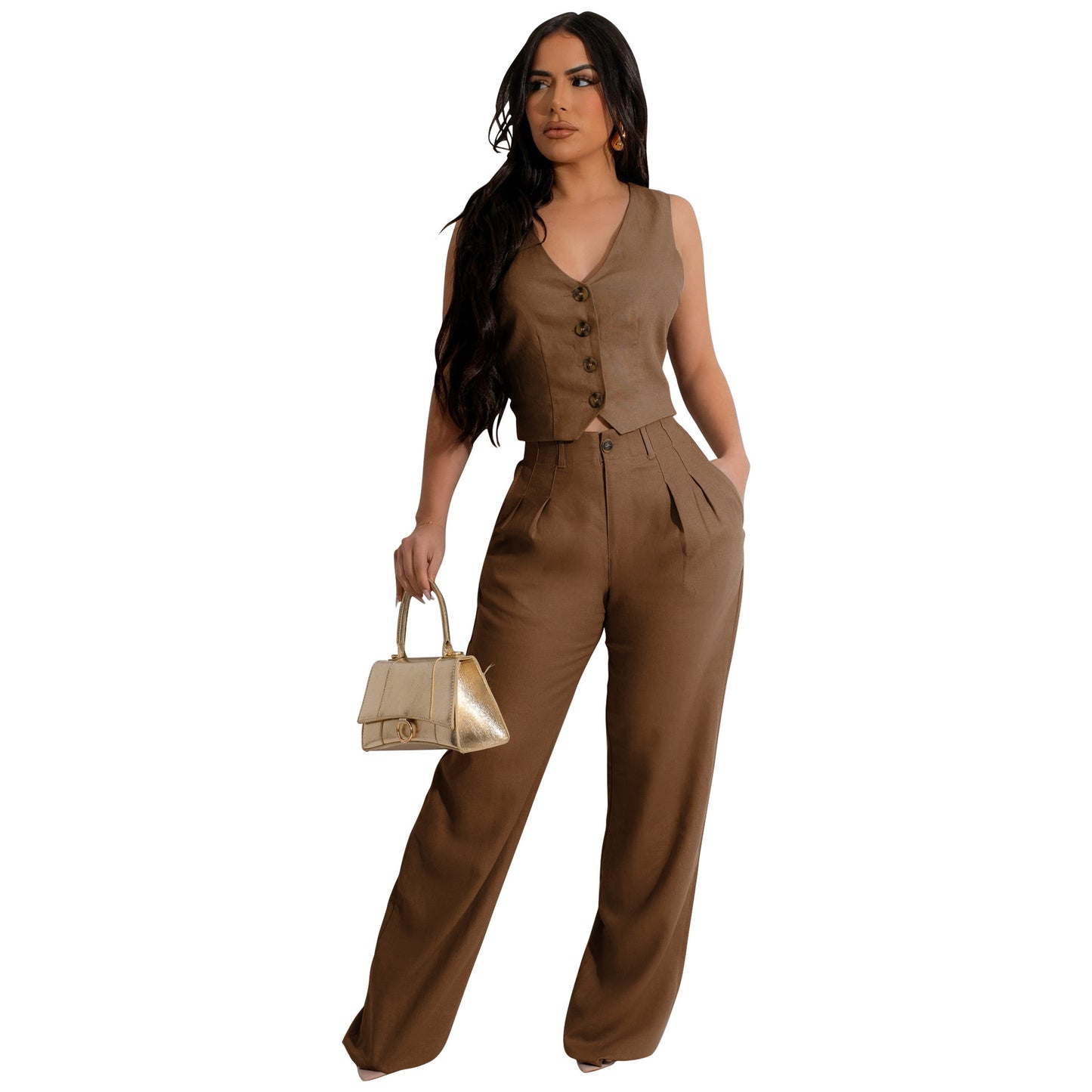 Combinaison Tailleur Élégance Boutonnée – 7 Couleurs Disponibles