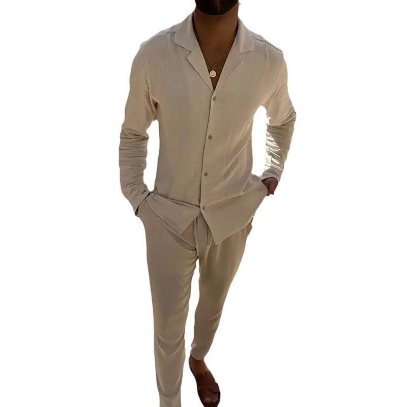 Ensemble Homme "Sable & Style" – Chemise + Short texture chic