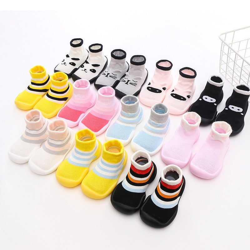 Chaussons‑chaussettes bébé antidérapants – Maille douce & semelle souple pour premiers pas