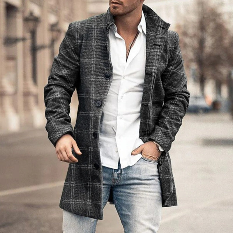 Manteau Long Homme Élégant | Style Urbain Chic – Coupe Ajustée