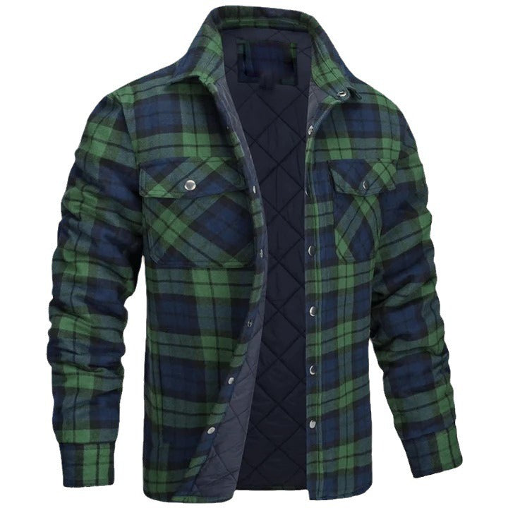 Chemise-Veste Épaisse à Carreaux pour Homme – Style Streetwear Hiver