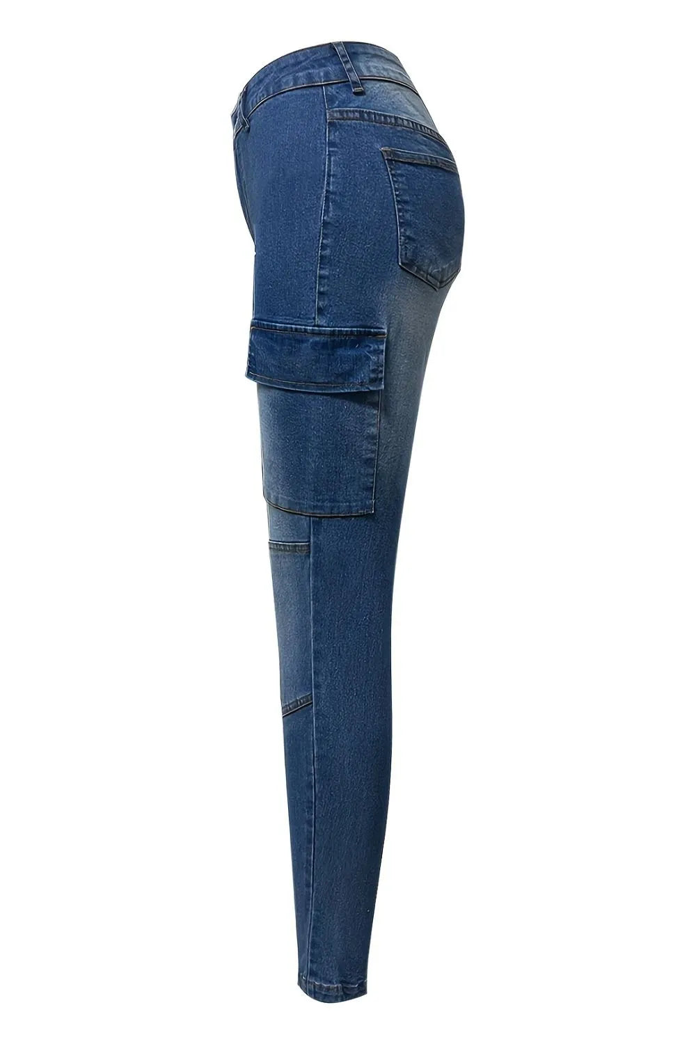 Jean Cargo Sculptant Taille Haute – Coupe Skinny avec Poches Latérales Jeans with Pockets