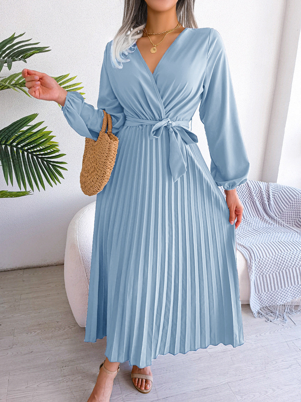 Robe Midi Plissée Femme – Élégance & Confort