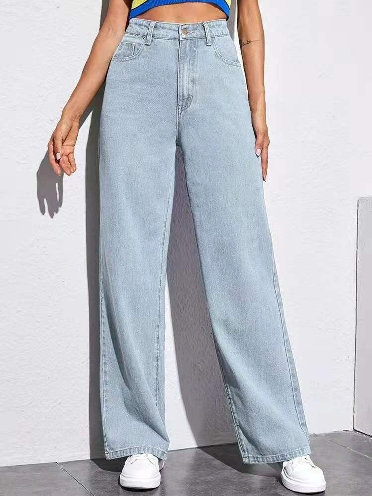Jean Taille Haute Coupe Droite – Confort & Style Intemporel